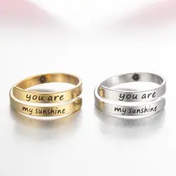You Are My Sunshine Open Adjustable Rings For Women Girl Stainless Steel Words Finger Ring Elegant Birthday Jewelry Bff Gift