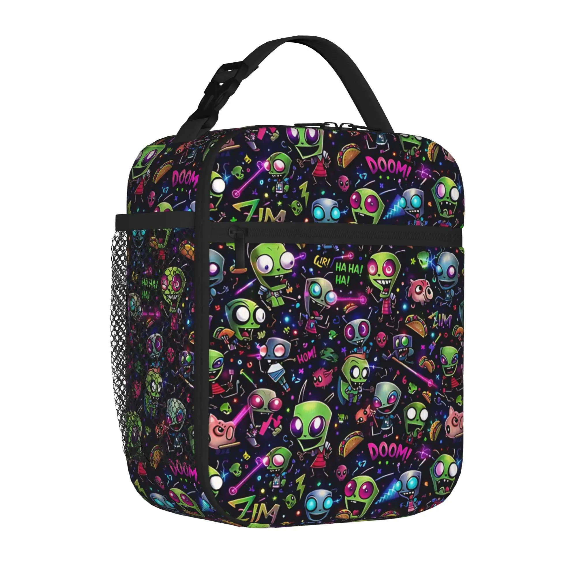 1 Piece Zipper Closure metal creature  Storage Bag Pocket Invader Zim School Lunch Food Box Reusable For Lunch Food Bag