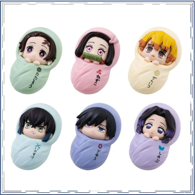 

BANDAI Anime Demon Slayer Kamado Tanjirou Agatsuma Zenitsu GASHAPON Christmas Gifts Genuine Action Figure Model Toys in Shelf