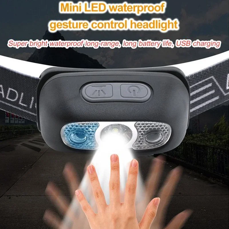 

Gesture Control Headlight Mini LED Waterproof Gesture Control Headlight Usb Rechargeable Bright Head-mounted Flashlight