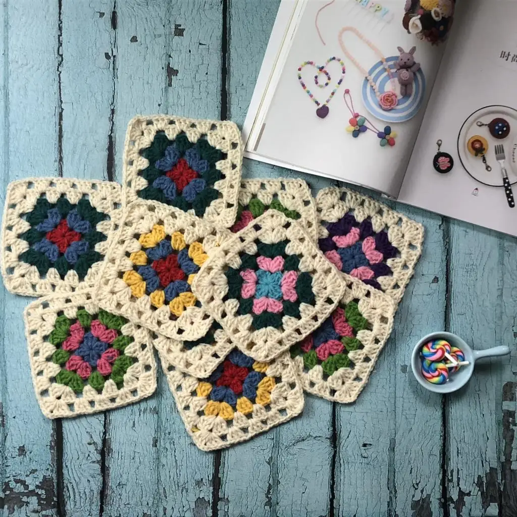 Manteles de ganchillo hechos a mano originales de 12cm, tapete para tazas hecho a mano, accesorios para fotos, mantel decorativo, 20 unids/lote