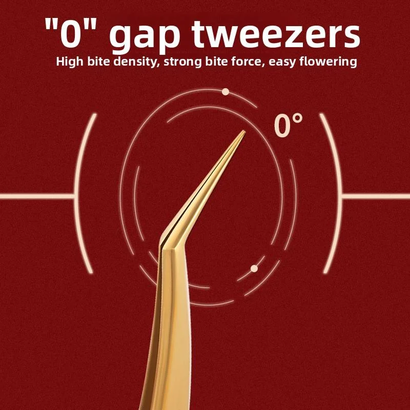 Pinzas para Pestañas y Extensión, Juego de Pinzas de Alta Precisión Apertura, Pinzas Plumas Doradas y Rizador, Kit Completo