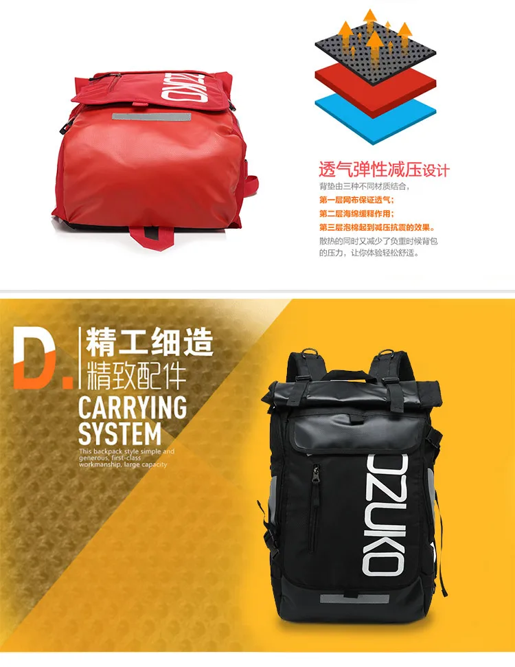 OZUKO Rucksack Männer 15,6 Zoll Laptop Wasserabweisende Schultasche für Teenager Casual Student Rucksäcke Männliche Reise Mochila Mode – Detail 20