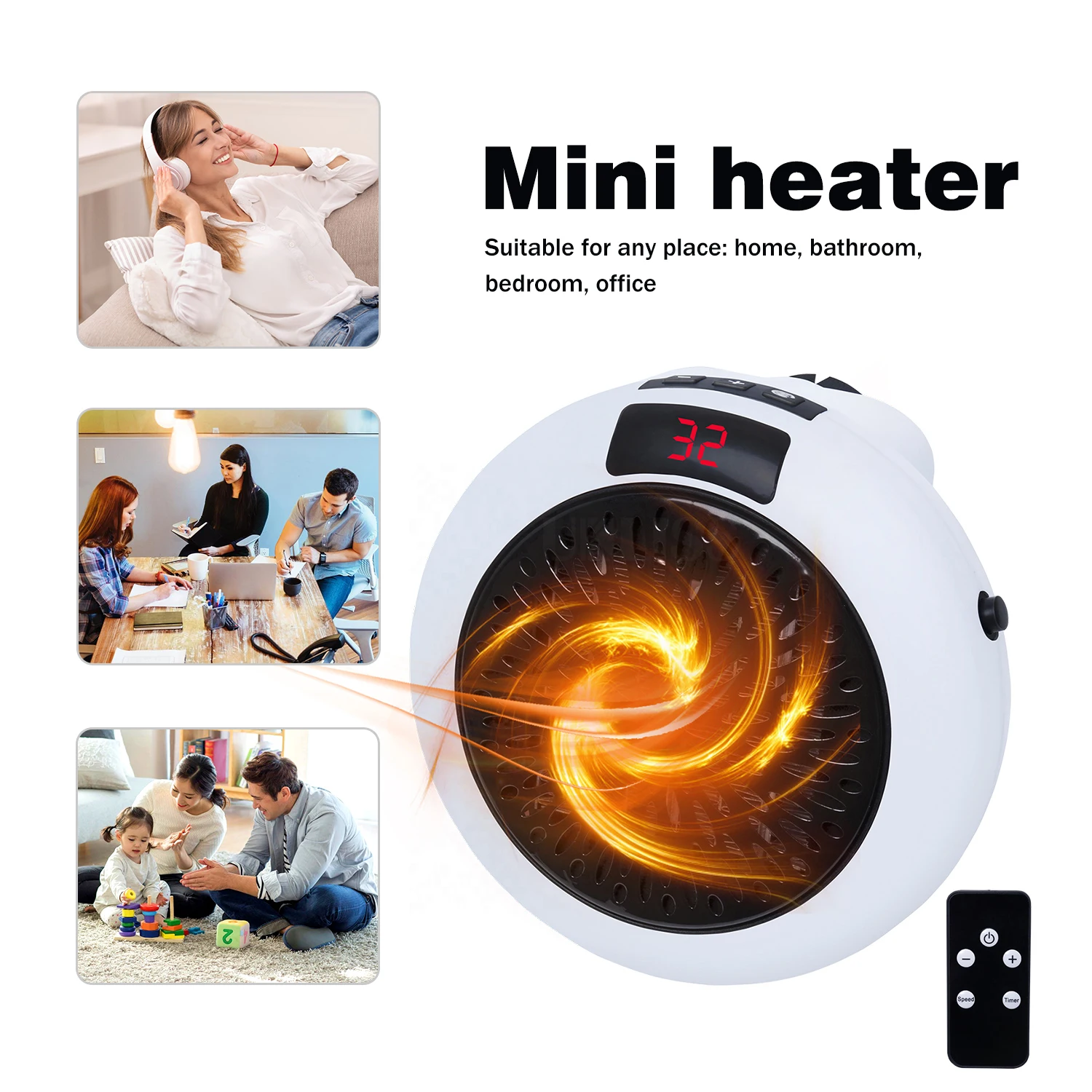 Portable Mini Heater Wall Mounted Plug In Heater Low Consumption Electric Heater Stoves Room Heating Home Warmer Heating Fans