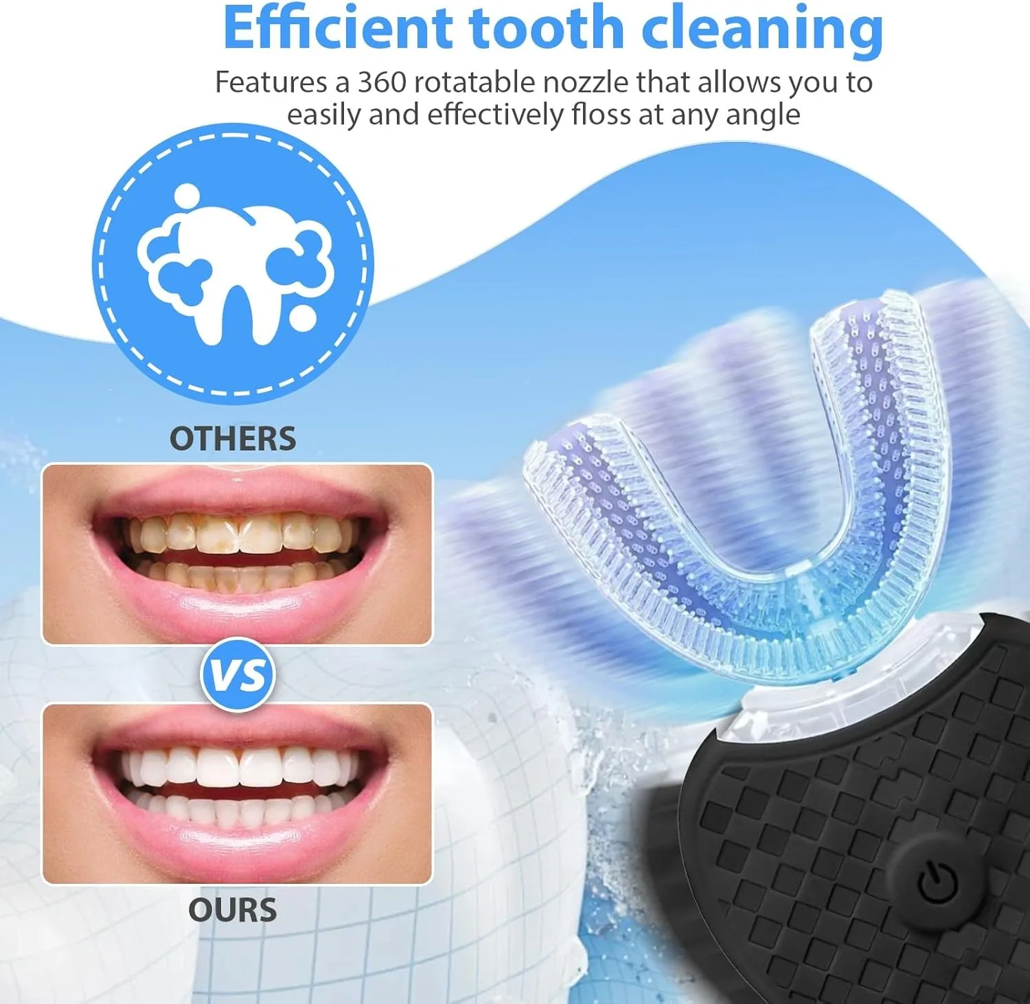 2025U-shaped wireless charging adult automatic USB charging electric toothbrush, 360-degree cleaning silicone waterproof vibrati