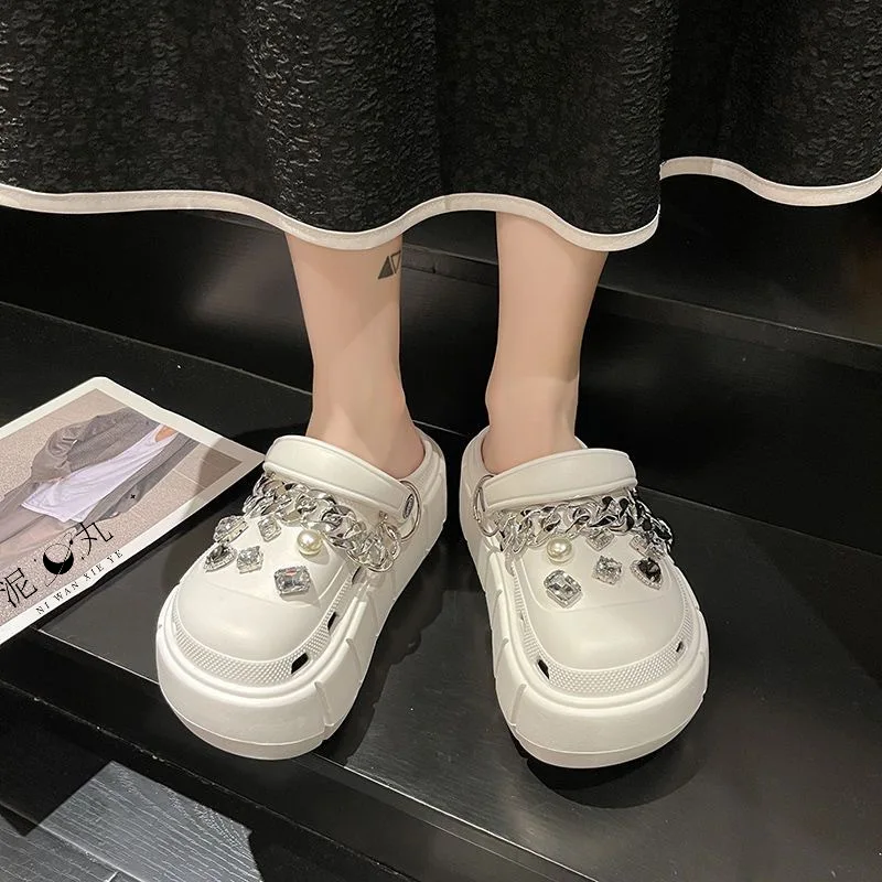 Women Sandals 2023 New Arrival Elegant Clogs Fashion Street Beach Slides Height Increasing Slippers For Girls