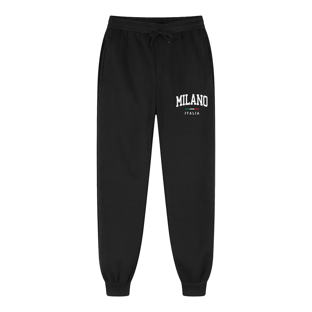 Milan letter pattern printed women's long pants - High-quality sports and casual pants - Spring and autumn warm-weather pants