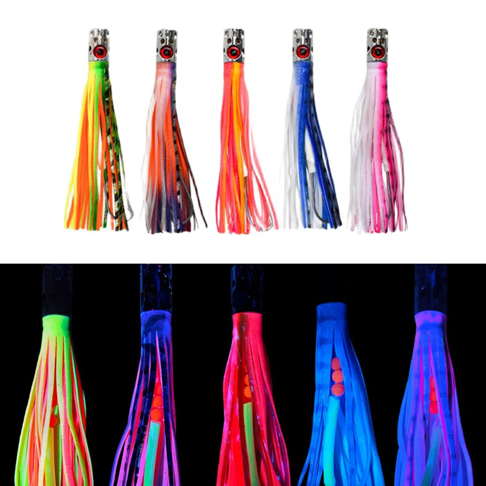 

1 шт., крючок для кальмара, приманки для троллинга, 18,5 см/87 г, 130 фунтов, 16 отверстий, силиконовая юбка, медная головка, осьминог, аксессуары для морской рыбалки