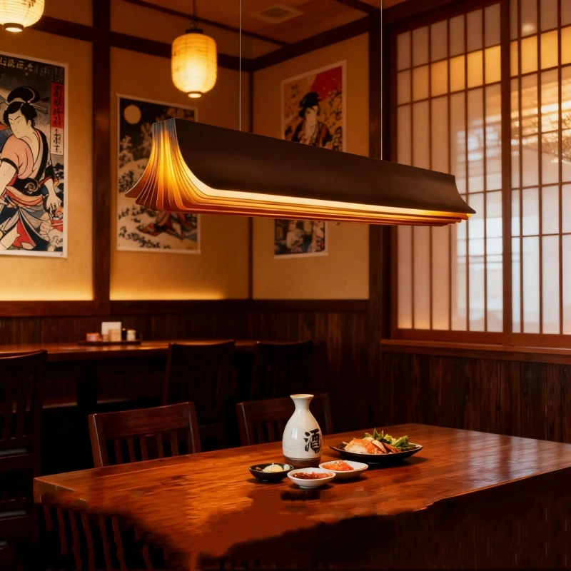 Post Modern Long Linear Pendant Light Creative Book Shape Design LED Chandelier Kitchen Island Cafe Dining Table Hanging Lamp