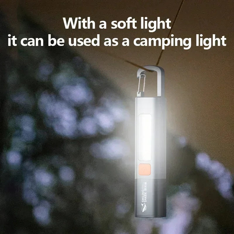 LED Torch Light XPE COB Side Light Protable Flashlight with Hook Camping Light TYPE-C Charging Zoomable Waterproof Lantern