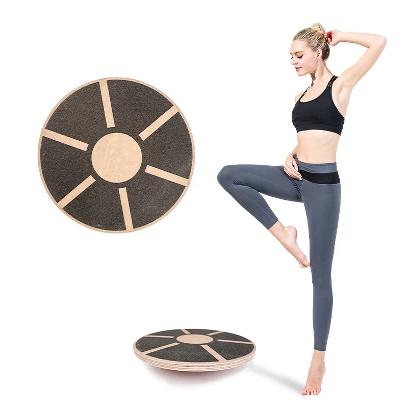 Stability Trainer Durable Non-slip Surf Round Spinning Wobble Wooden Balance Board Fitness Board