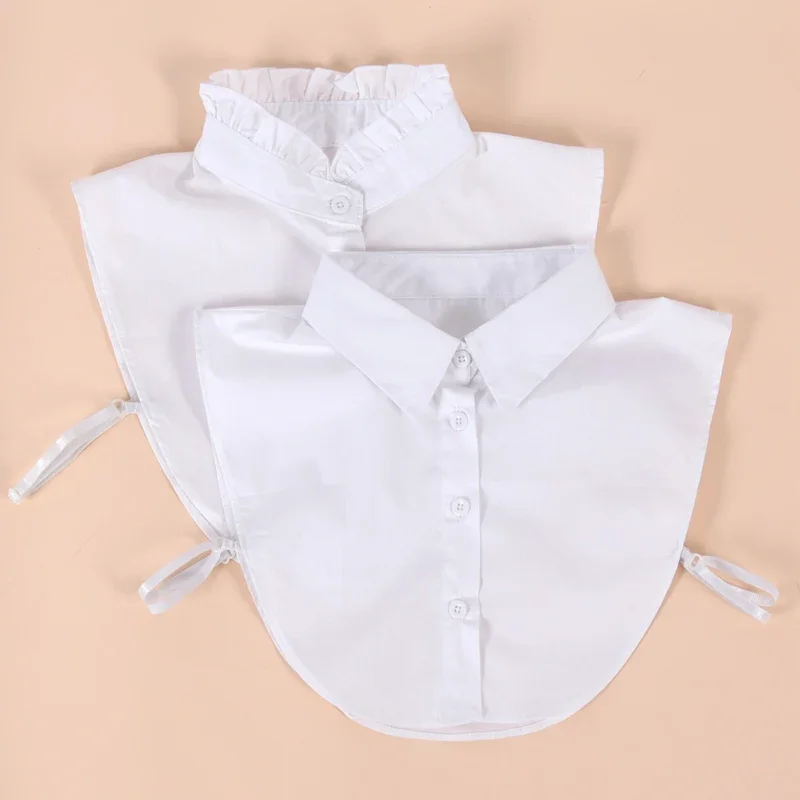 Detachable Cotton Lapel Shirt Fake Collar Solid Color False Blouse Neckwear Vintage Lace Lapel Blouse Top Clothing Accessories