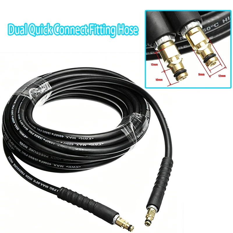 M22-14mm High Pressure Washer Hose Dual Quick Connect  Fit Karcher K2-K7, Steel Wire Reinforced for Car Garden Floor Pet Washing