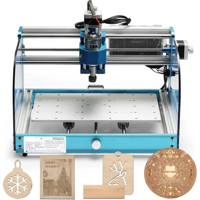 Fräsmaschine, Desktop-CNC für Anfänger mit Endschaltern und Not-Aus, verbesserte Z-Achsen-Aluminiumspoilplatte