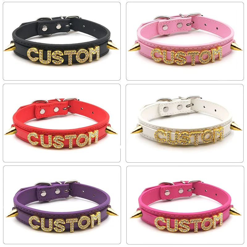 Klinknagel Punk Gouden Kleur Aangepaste Letters Kraag Choker Kettingen Mannen Vrouwen Daddys Speelgoed Hotwife Cosplay Torques Custom Sieraden