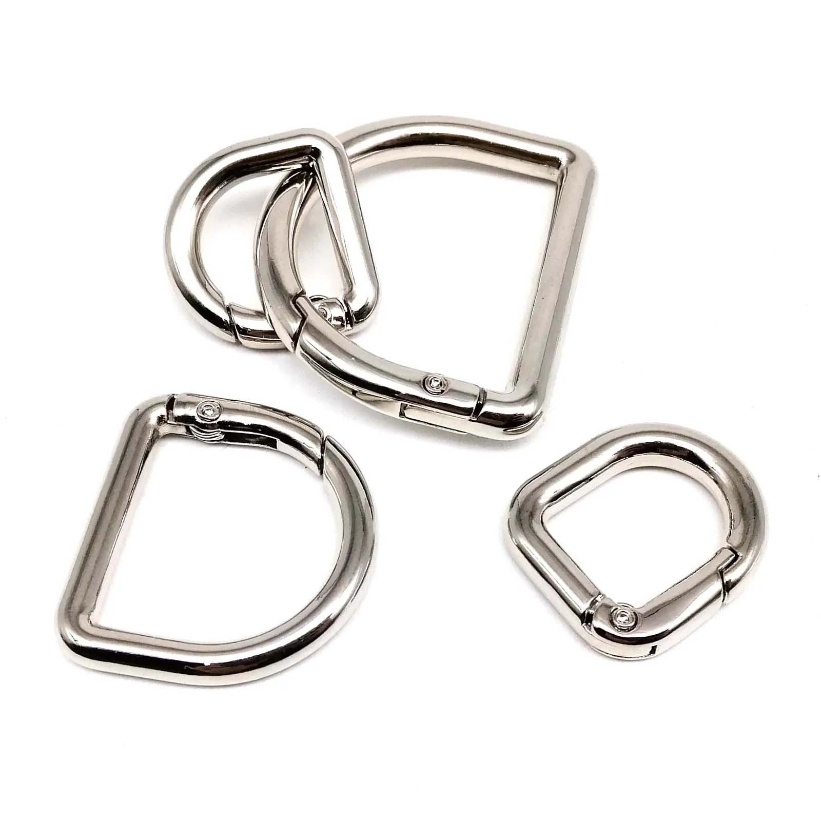 D Shape Type Spring Ring Openable Leather Bag Strap Buckle Connect Keyring