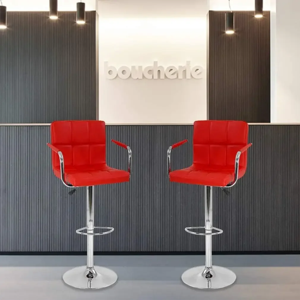 Verstellbare drehbare Barhocker, 2er-Set, Rot