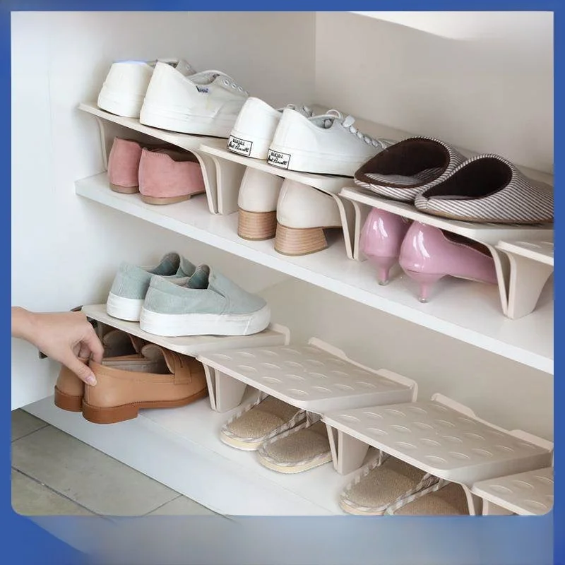 

Встроенная многоярусная полка-органайзер для обуви, пластиковый шкаф для обуви, разделители пространства для тапочек и обуви, решение для домашнего хранения