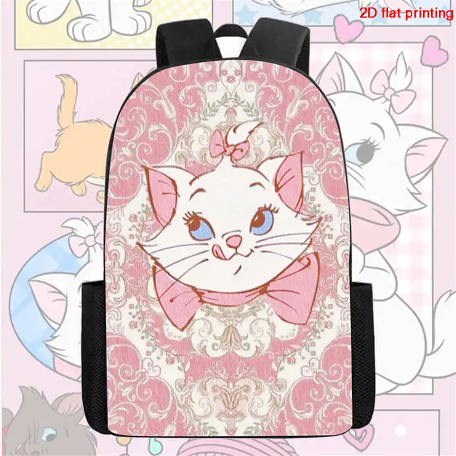 Children's Student Marie-Cat Cartoon Girl Large Capacity Backpack, Suitable For 5-10 Year Old Kids, Lightweight Schoolbag