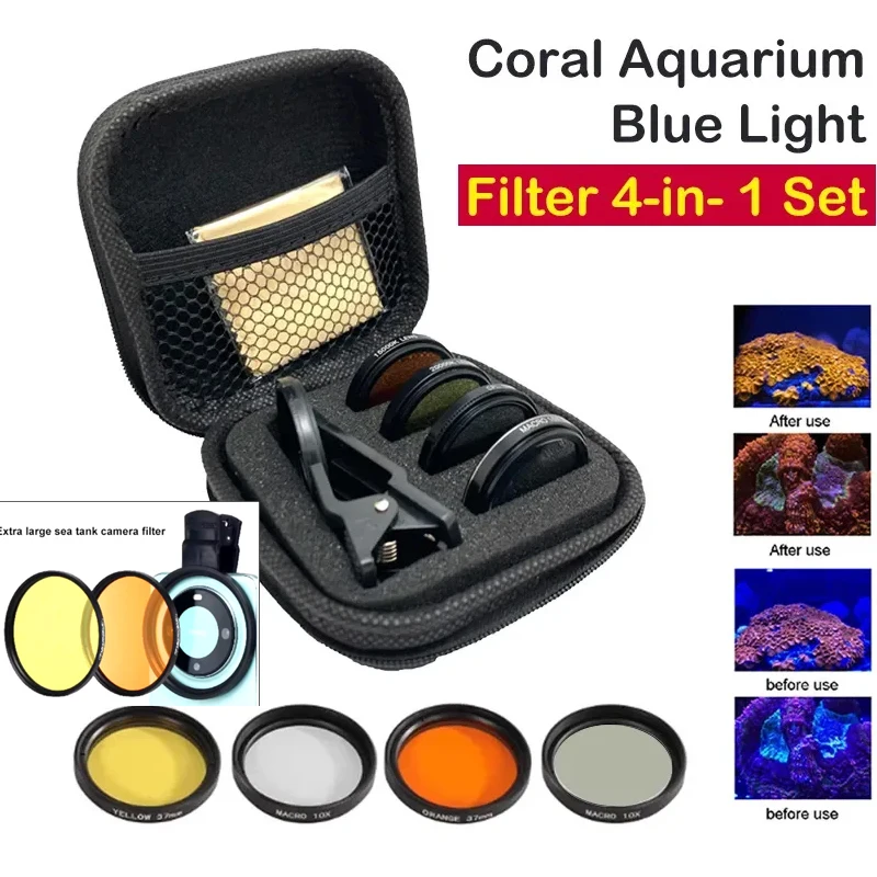 

Aquarium Fish Tank Phone Camera 4 In 1 Ro Yellow Lens Filter Coral Reequarium Universal