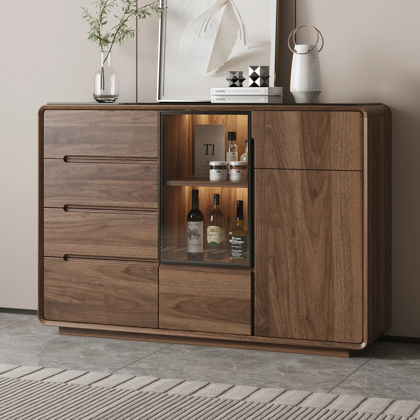 New side cabinet, integrated locker against the wall, medieval style