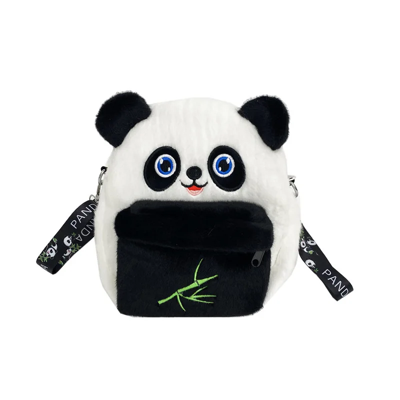 Women Cute panda plush backpack girl student school bag lady cartoon shoulder bag