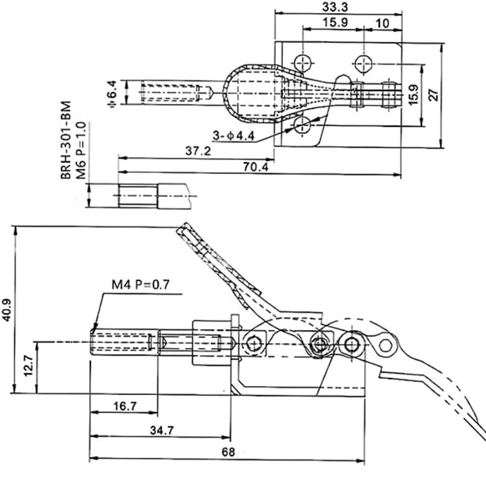 1/5 sztuk GH-301am zacisk przegubowy trzymający zatrzask 45kg 99Lbs siła mocowania zaciski push-pull 16mm skok tłoka narzędzia ręczne typ pionowy — zdjęcie 7
