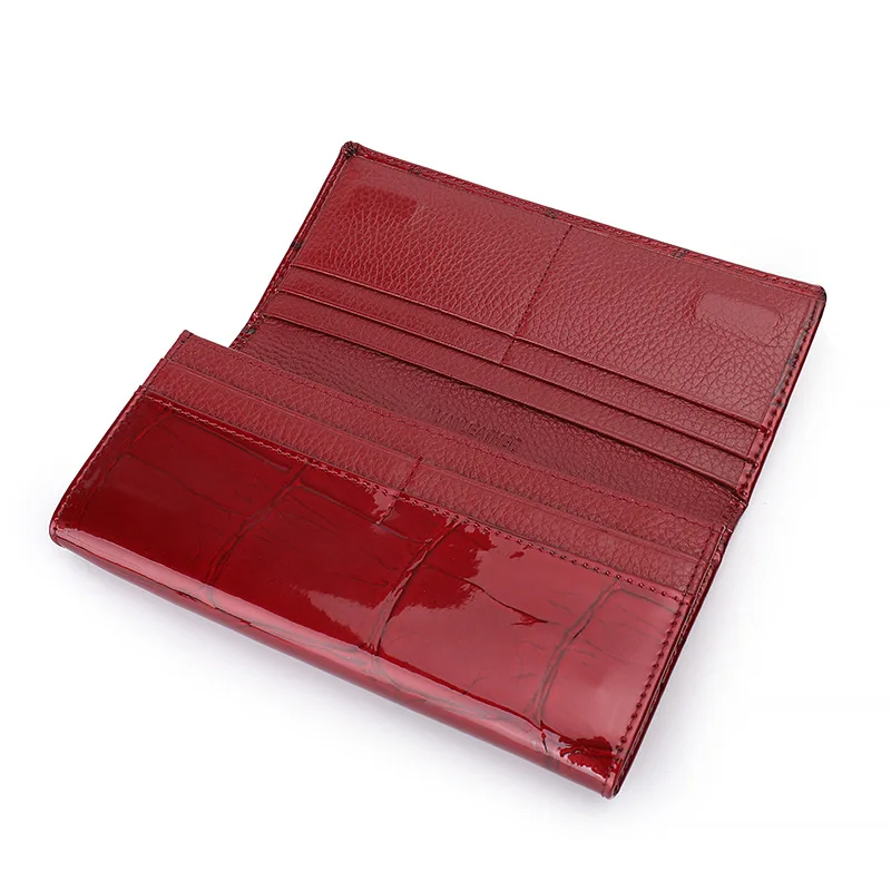 Western Patent Leather Stone Pattern Magnet Hasp Women Wallet Fashion Large Capacity Cark Holder Purse for Ladies