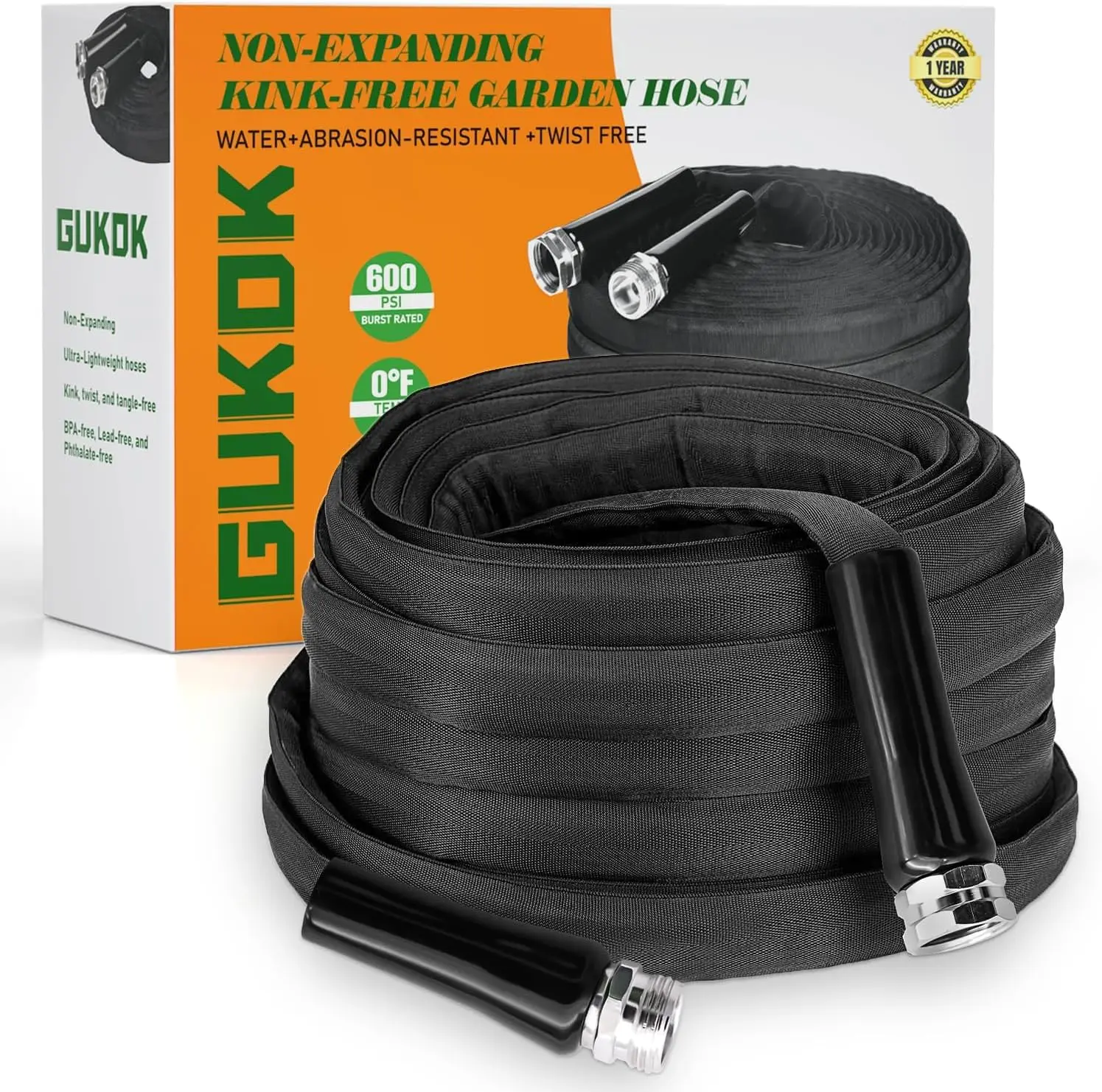 

Non-Expanding Garden Hose, Lightweight, Ultra Flexible Durable Kink-Free Garden Hose, RV Marine and Camper Hose 50-Feet x 5/8"