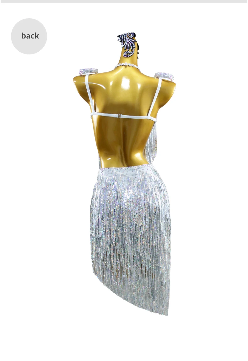 Damen Lateinamerikanisches Tanzkostüm Mädchen Karnevals-Festkleid 2026 Tanzbekleidung Performance-Kleidung Wettbewerbs-Abendkleid Fransen-Anzug – Detail 10