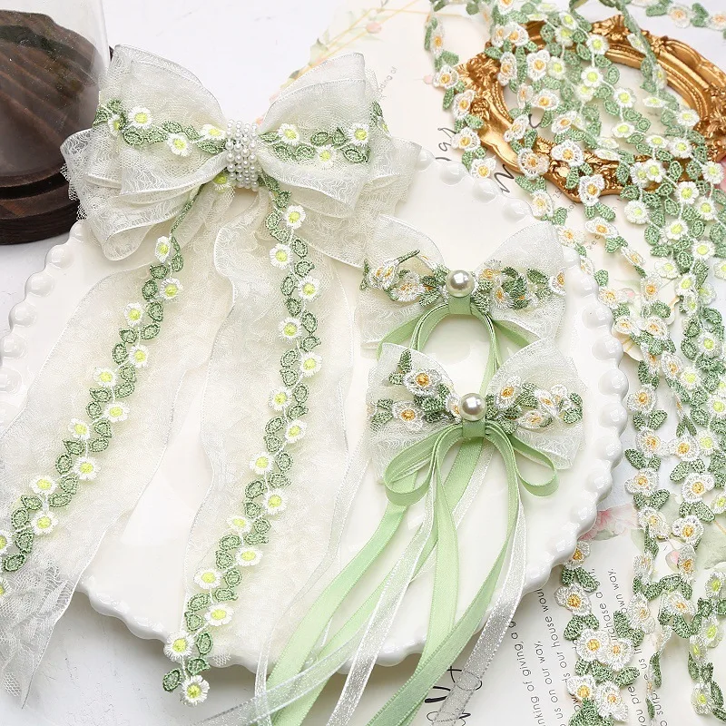 French Style Fresh Green Small Flower Embroidery Lace Lace Handmade DIY Hair Accessories Materials Home Clothing Accessories