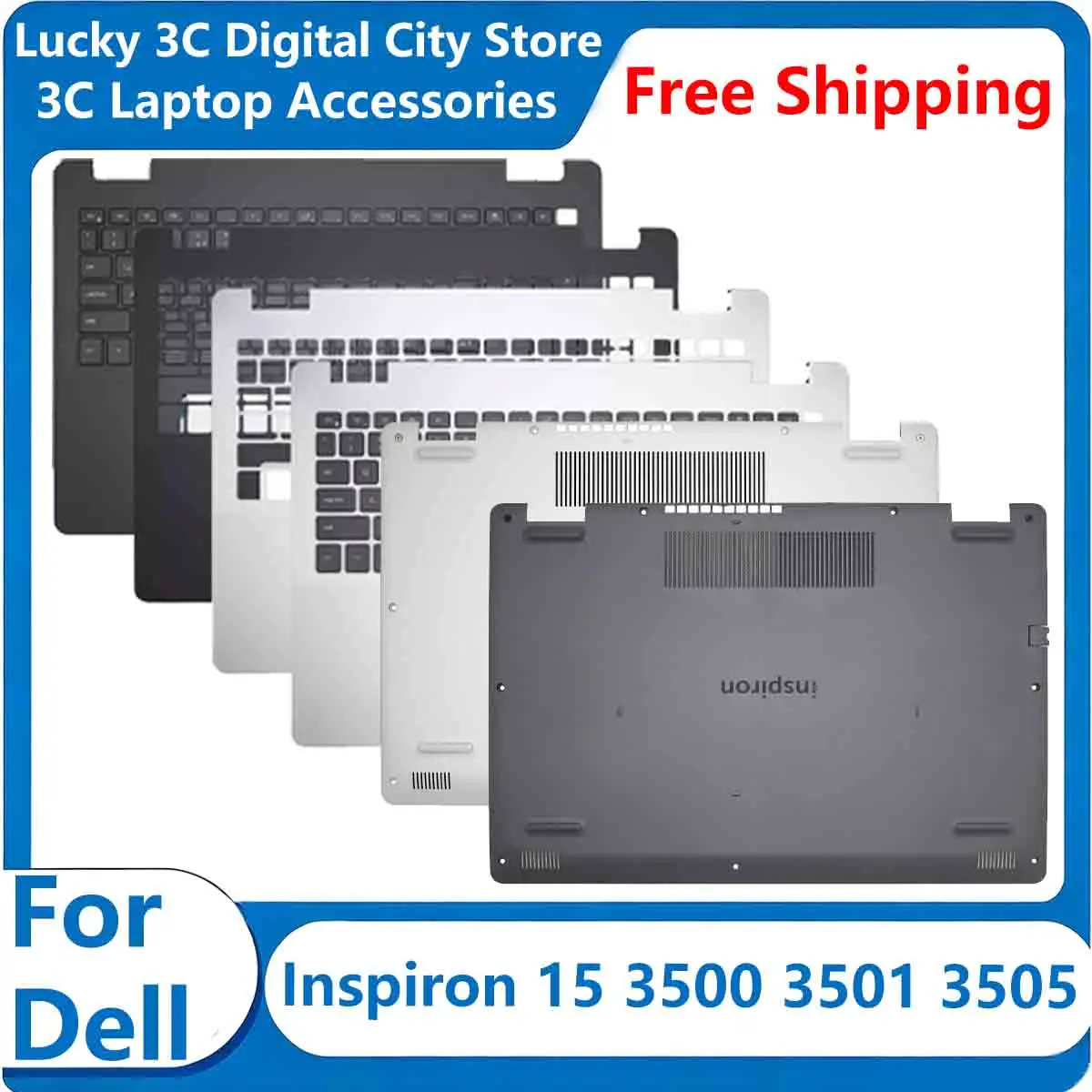 dell-inspiron-15-3500-3501-3505-互換用、新品のノートパソコン用パームレスト、上部ケース、キーボード、下部ケース。型番：0kghjk、0v3342、01fpw2、08w26w。