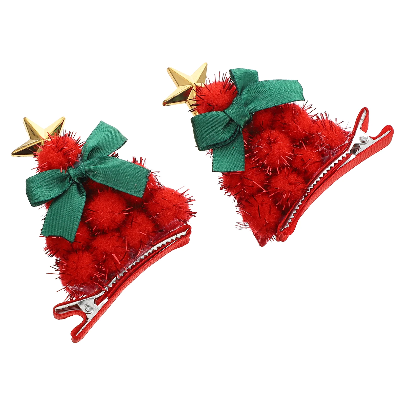 

2Pcs Christmas Hair Clips Red Plastic Holiday Accessories Great Party Props Tree Hairpins Xmas Barrettes Hairpins