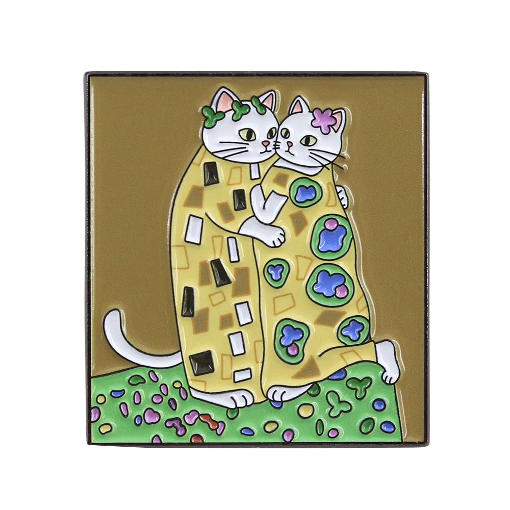 Gustav Klimt Der Kuss Katzenbrosche Ein Lustiges Cartoon-Katzen-Abzeichen Perfekt für Rucksäcke und Kleidung und ein Schmuckgeschenk für Katzenliebhaber – Detail 5