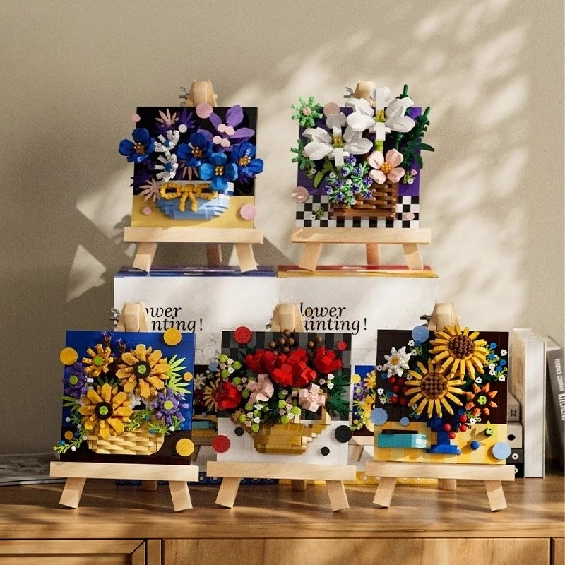 

SEMBO Sunflower Building Blocks Creative Handmade DIY Assembled Simulation Bouquet Plant Children's Trendy Toy Model Gift