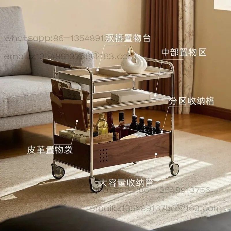 Medieval small apartment sofa edge few solid wood movable living room trolley coffee table corner few