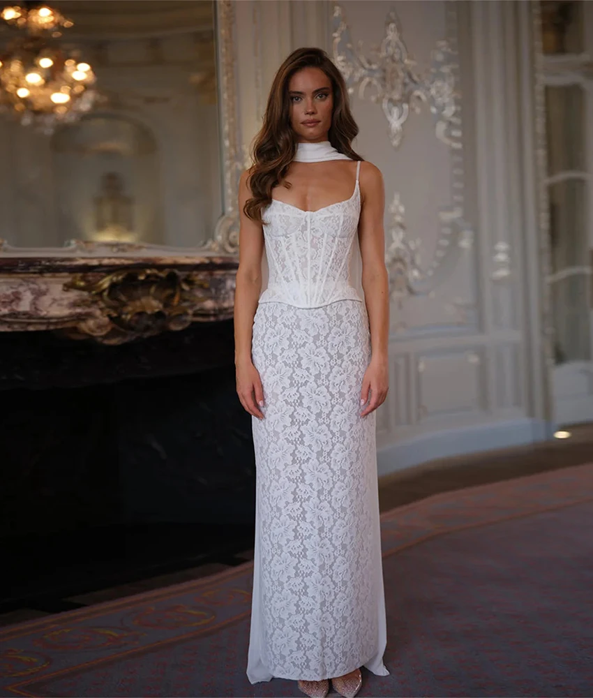 Customized Sexy Lace Ribbons Straight Spaghetti Straps Evening Dress Delicate V-Neck Sleeveless Floor Length prom dresses