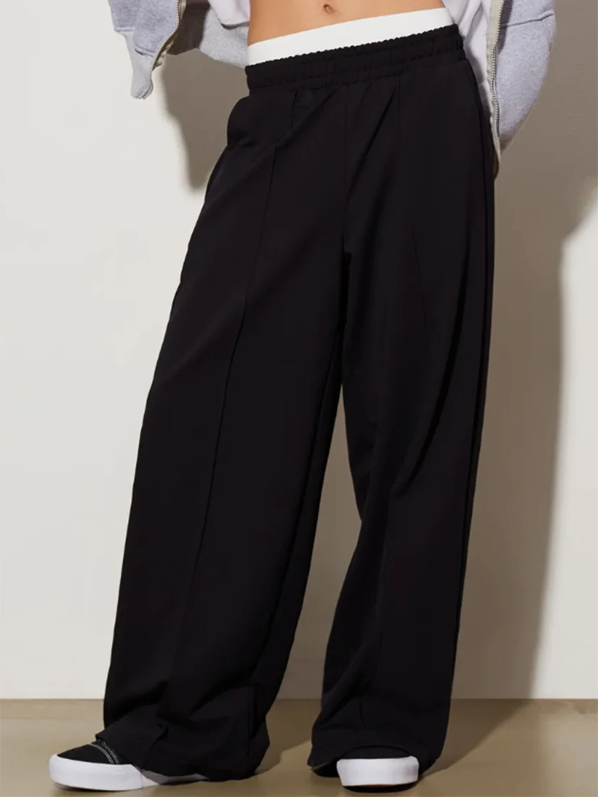 

Parc Fee Fashion Loose Black Women's Pants 2026 Casual Mid Waist Wide Trousers Lady Elegant Classic Full Length Pants Female