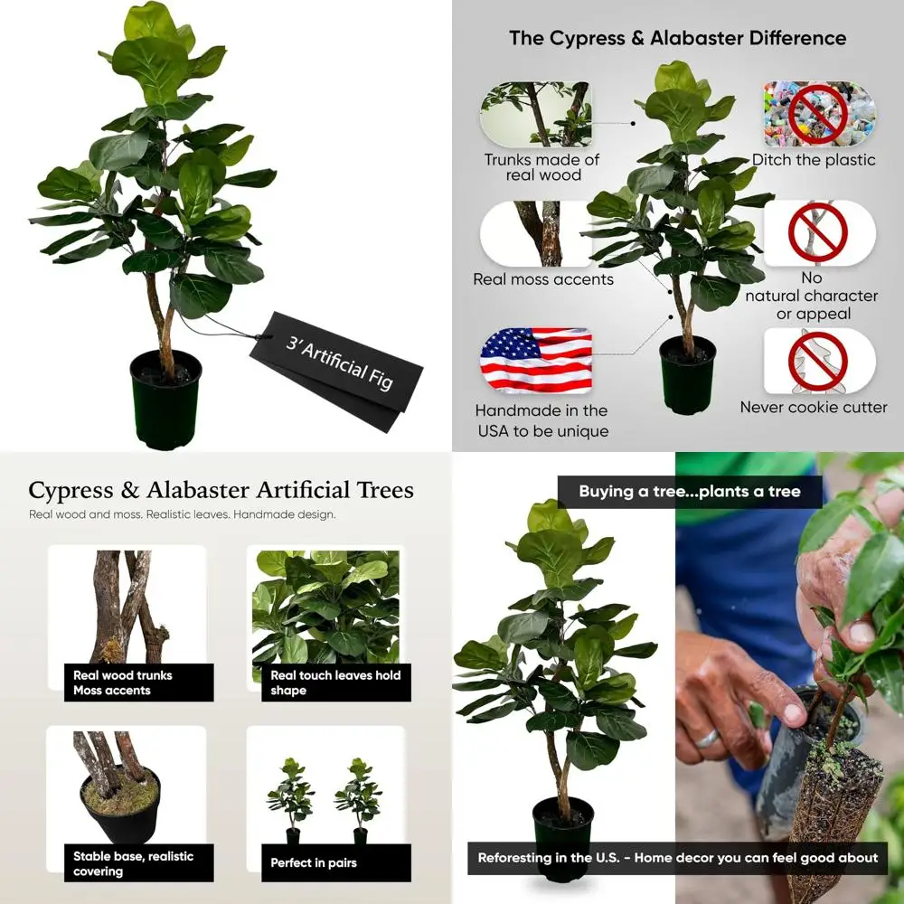 

Экологичное искусственное дерево из листьев скрипки ручной работы длиной 3 фута с стволами из настоящего дерева, гипоаллергенное, этическое изыскание, долговесное