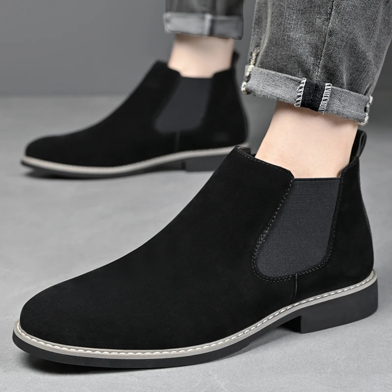Fashion Men Chelsea Boots Oxfords Leather Casual Shoes Man Male Handmade Footwear Business Dress  Ankle Boots for Men - view 6