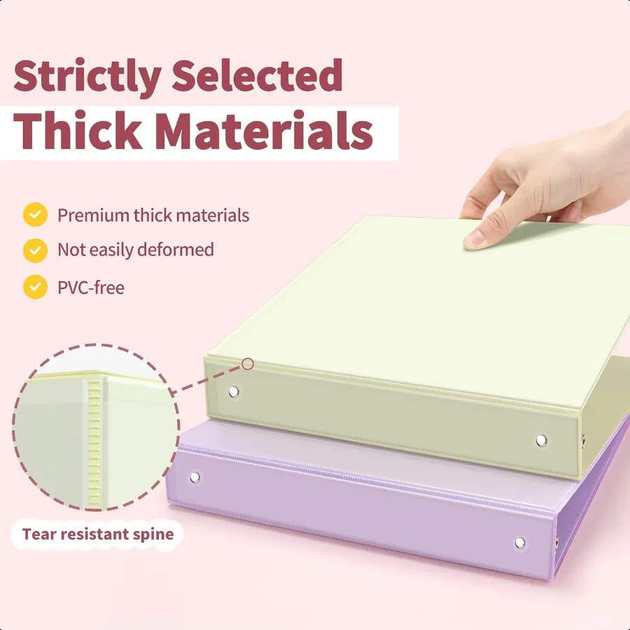 Raccoglitore a 3 anelli da 1 pollice Confezione da 4 Clear View 1 raccoglitori Tre anelli in PVCFree da 8,5x11 pollici per documenti scolastici o in ufficio Pasta assortita