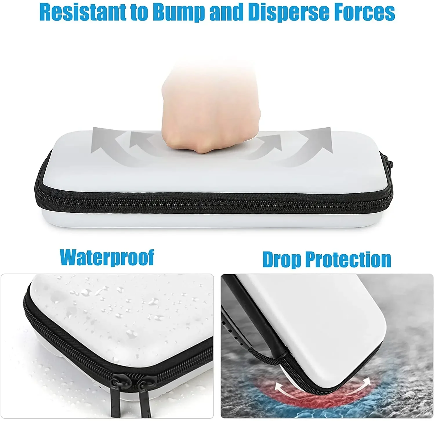 Чехол для переноски, совместимый с Nintendo Switch OLED и Nintendo Switch, Жесткий Чехол, портативный чехол для путешествий (белый)