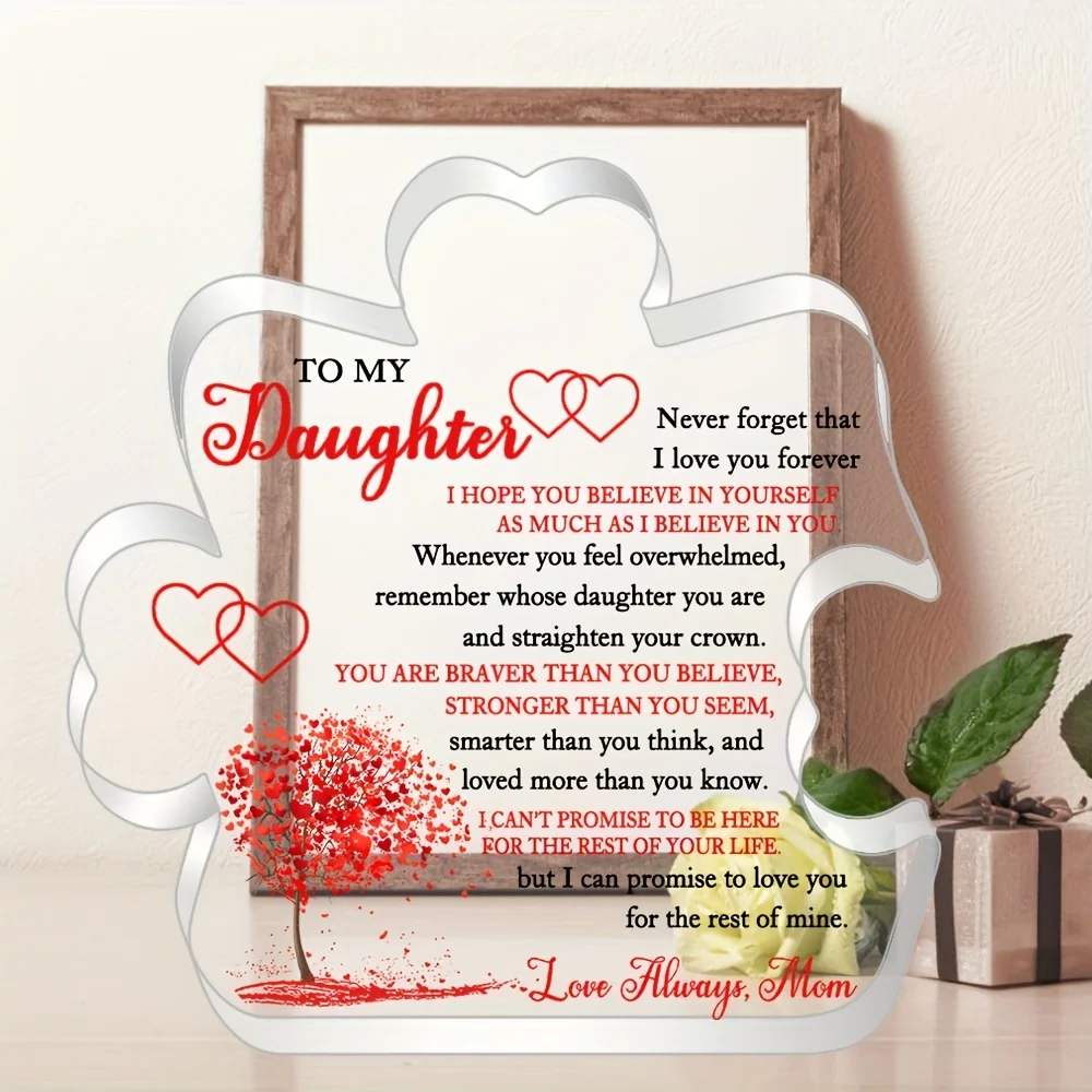 CIFBUY Acrylic Plaque 2D Flat Gift For Daughter Birthday Graduation Wedding Desk Decor Inspirational Keepsake From Mom Family