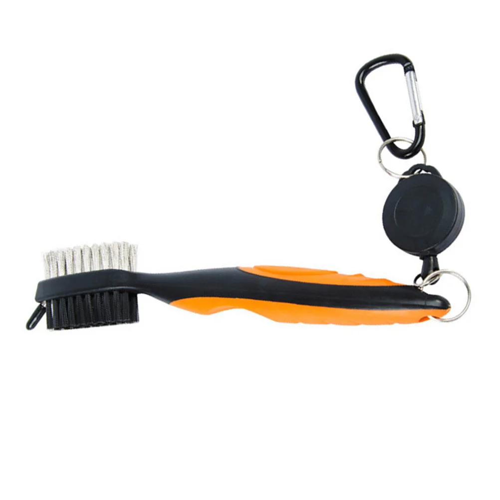 

Premium Golf Club Brush with Dual Sided Bristles Anti Corrosion Handle for Deep Cleaning Clubs and Spikes Portable Orange