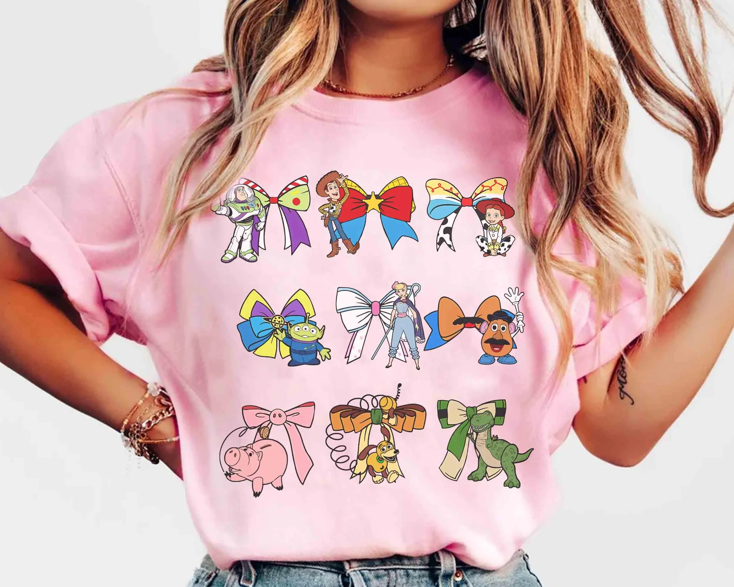 قميص شخصيات قصة لعبة أقواس كوكيت ديزني وودي باز جيسي بو بيب تي شيرت قصة لعبة مطابقة الأرض