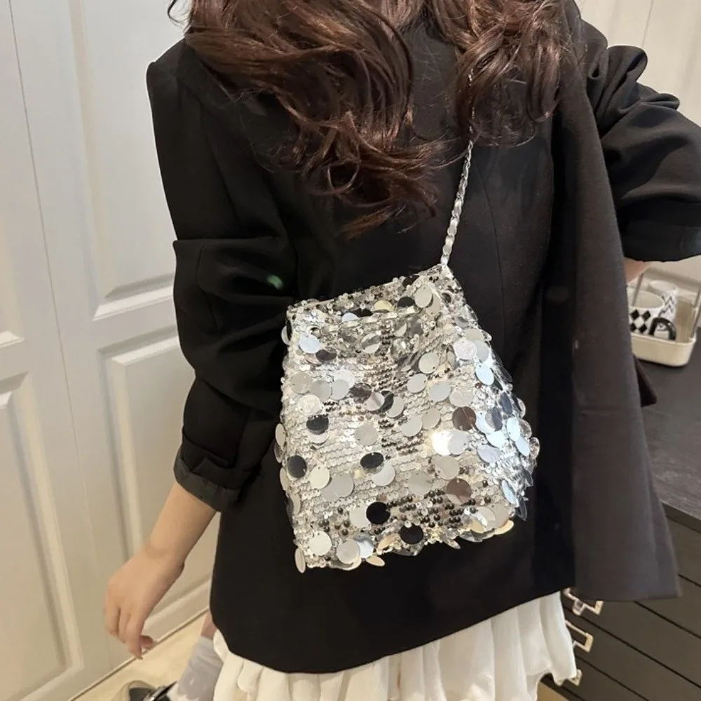 

Elegant Shiny Evening Banquet Bag Korean Style Handheld Crossbody Bag Chain Large Capacity Sequin Shoulder Bag Party