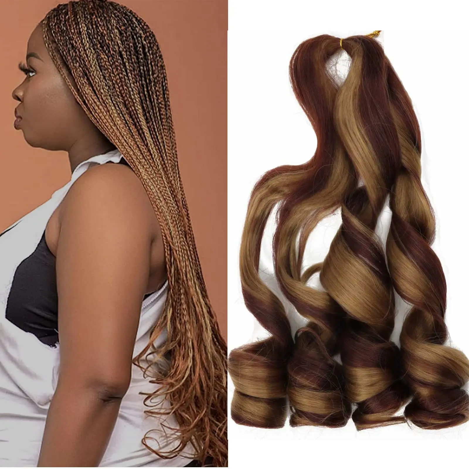 Pré esticado sintético Crochet cabelo tranças, ganchos onda solta, espiral cachos, francês Ombre tranças, extensões de cabelo