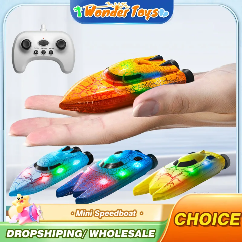 

Мини-скоростной катер 2,4G, электрическая лодка с дистанционным управлением и подсветкой, радиоуправляемый корабль, гоночный трюк на 360°, игрушки для бассейна с водой для мальчиков