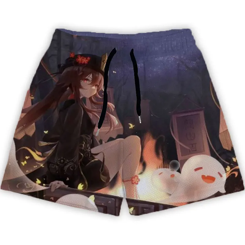 Anime Genshin Impact Beach Shorts Loose Oversized 6XL Quick Drying Mesh Short Pants Casual Sport Gym Jogging Shorts