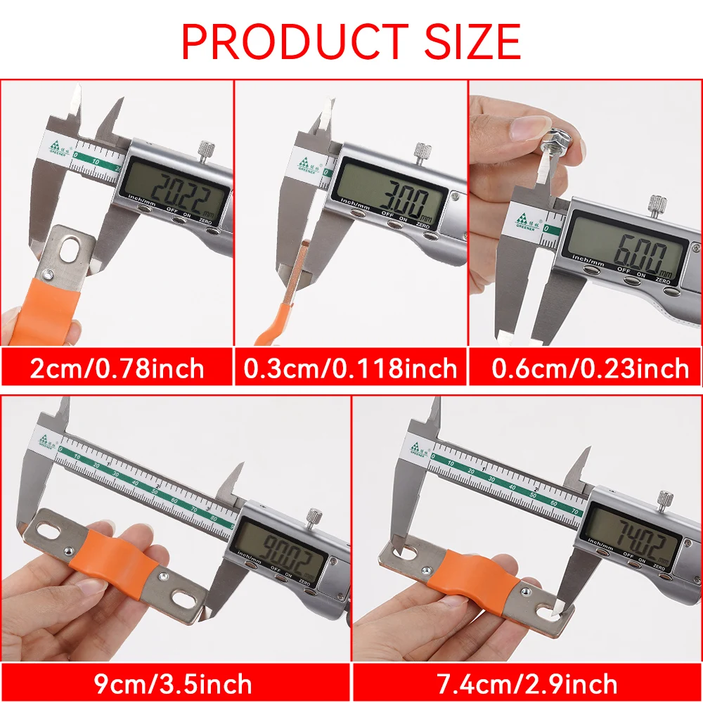 Hole to Hole 74mm Flexible Busbar Copper Connector 3mm thickness 400A for 280Ah 310Ah 320Ah Lifepo4 Battery Lithium Battery Use